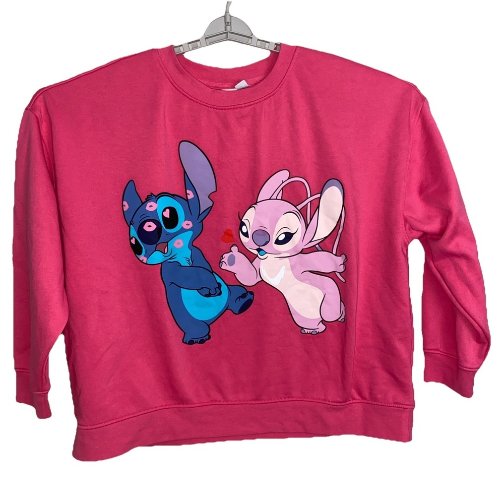 Disney Stitch Angel Sweatshirt Women's Size 2XL Pink Soft Crew Neck  18/20 Lilo